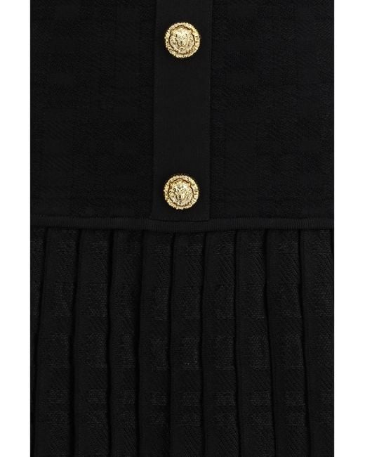 Balmain Black Pleated Mini Dress