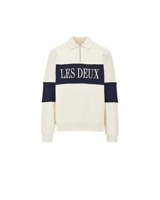 Les Deux Blue Zipper Rugby Sweatshirt for men