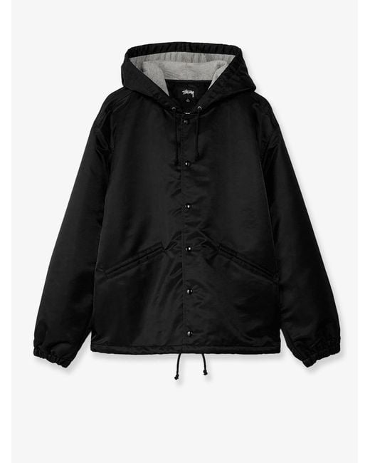 Stussy Black Nylon Jacket With Back Lettering for men