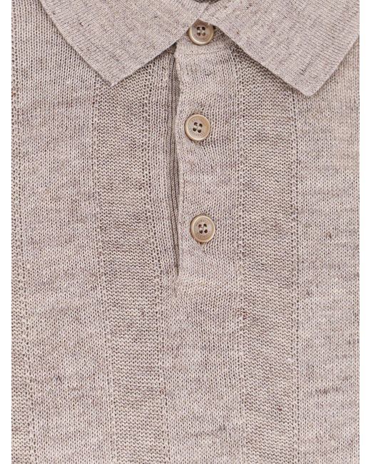 Brunello Cucinelli Multicolor Linen And Cotton Blend Polo Shirt for men