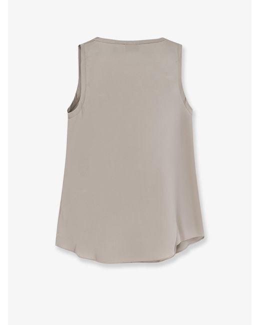 Brunello Cucinelli Gray Stretch Silk Top