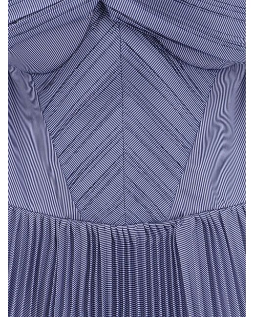 Elisabetta Franchi Blue Daily Pleated Dress