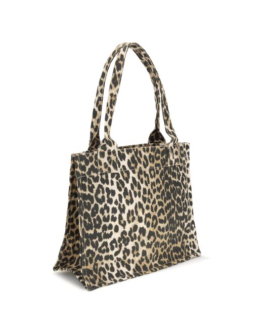 Ganni White Leopard Print Tote Bag