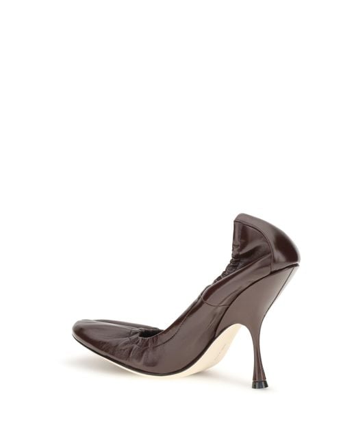 Phoebe Philo White Pucker Leather Pumps Oxblood