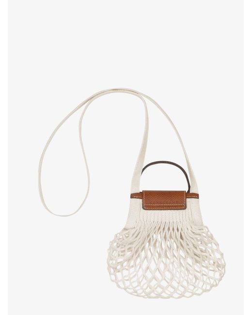 Longchamp White Le Pliage Filet Cotton Crossbody Bag