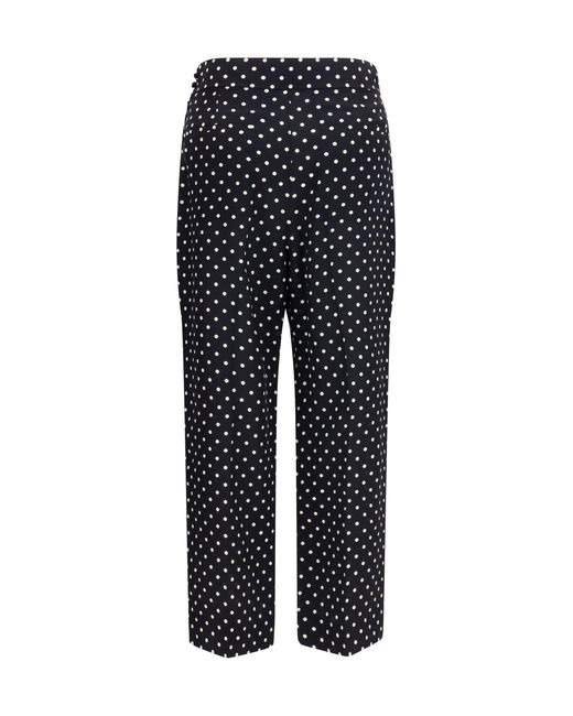 Valentino Blue Pants Polka-Dot Crêpe De Chine Silk