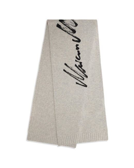 MM6 by Maison Margiela Gray Signature Knitted Scarf Melange