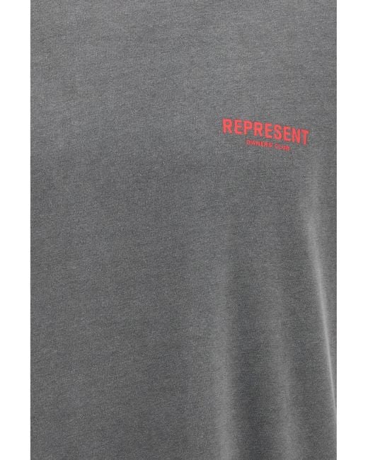 Represent Gray Cotton T-Shirt Washed for men