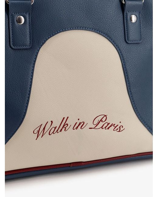 Walk In Paris Blue Leather Crossbody Bag