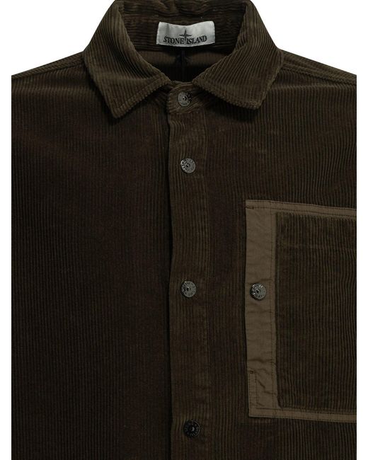 Stone Island Black Corduroy 800 Overshirt Jacket for men