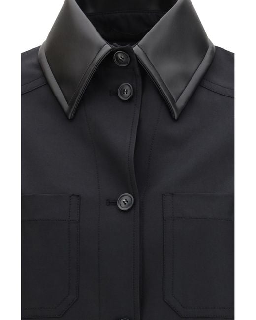 Max Mara Black Shirt Cotton Gabardine Pleated Back