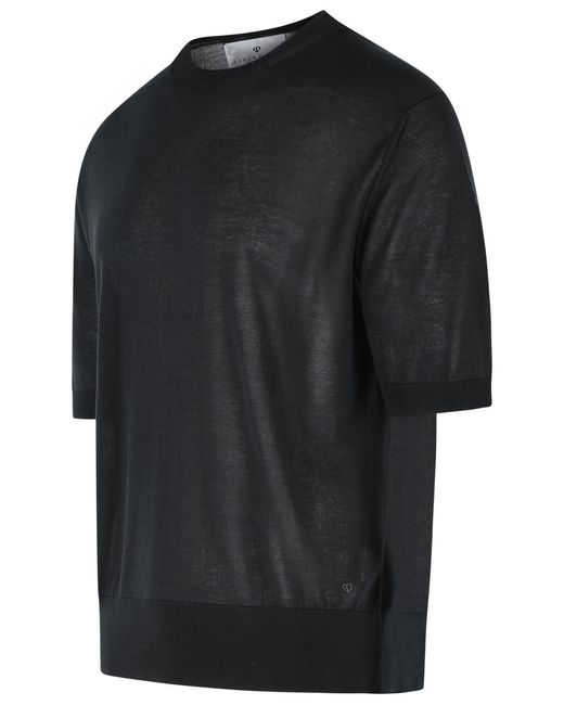 Seven Gauge Black Lyocell Sweater for men