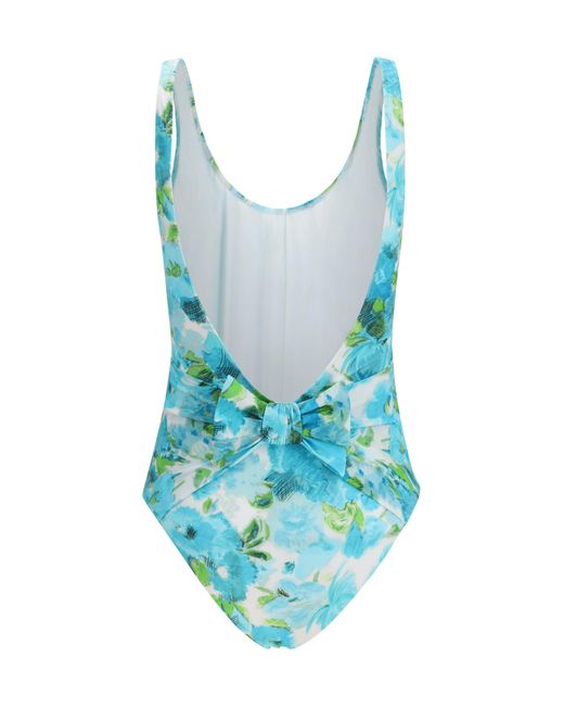 Chloé Blue Chloé Aquatic Flowers Print One-Piece Swimsuit