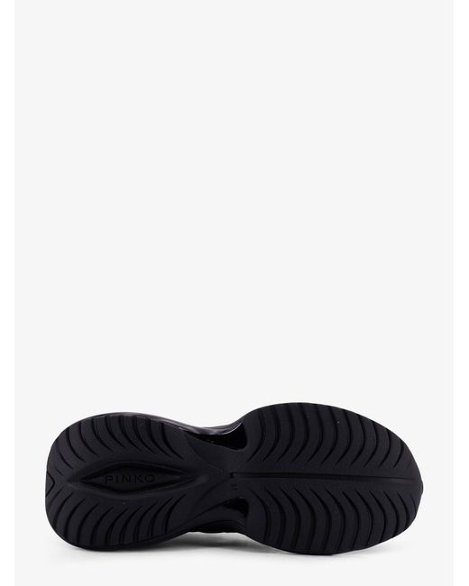 Pinko Black Ariel 33 Leather Sneakers With Nylon Inserts