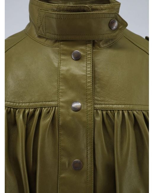 Chloé Green Crop Fit Leather Jacket