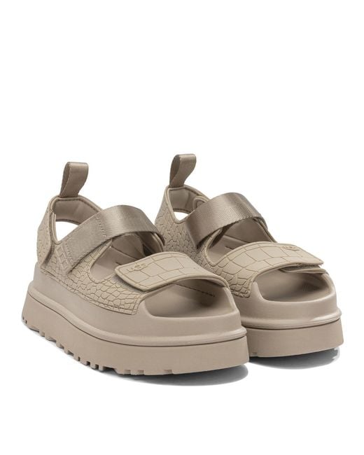 Ugg Gray "Goldenglow Embossed" Low Sandals