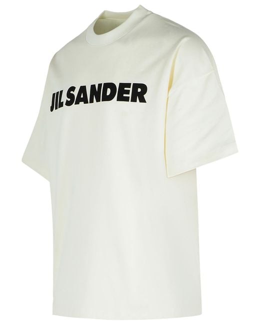 Jil Sander Gray Ivory Cotton T-Shirt for men