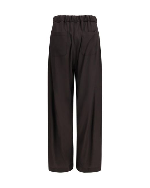 Ella Black Barrel-Leg Silk Pants