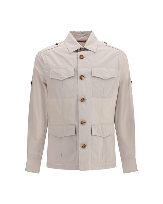 Brunello Cucinelli White Waterproof Jacket for men