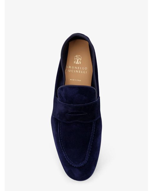 Brunello Cucinelli Blue Suede Loafers for men