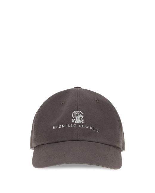 Brunello Cucinelli Brown Logoed Baseball Hat for men