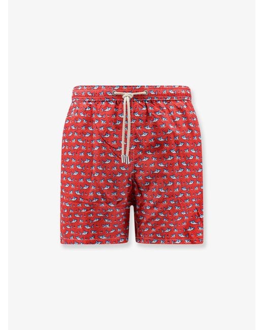 Mc2 Saint Barth Red Swim Trunks Recycled Polyester for men