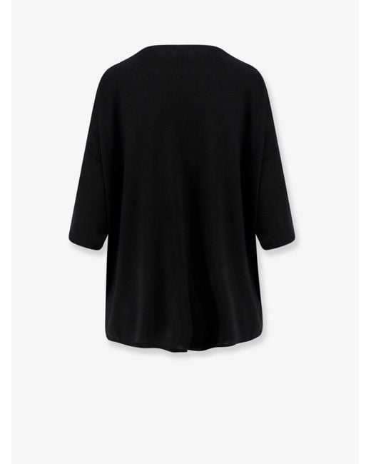 Totême Black Longline Wool Blend Sweater
