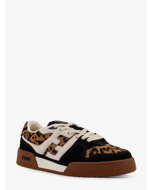 Fendi White Match Suede And Pony Skin Low-Top Sneakers
