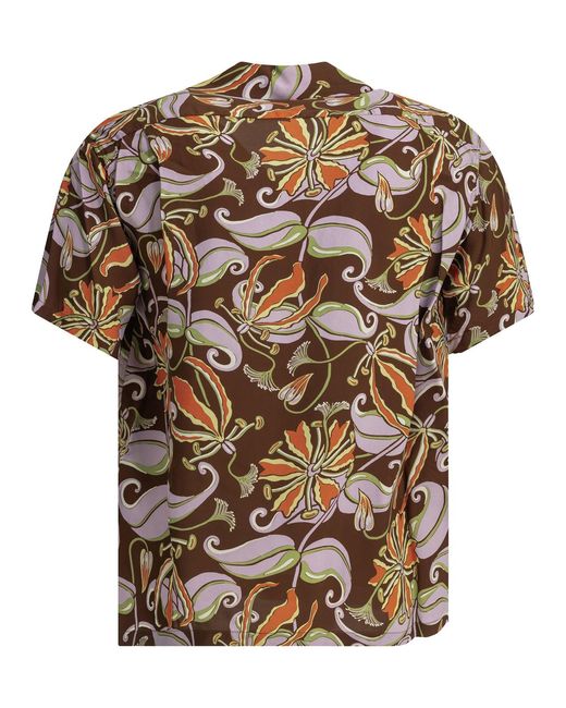 Sun Surf Brown "Spider Lily" Casual Shirt for men