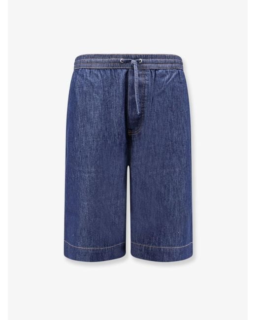 Loewe Blue Cotton Bermuda Shorts With Anagram Logo On The Back for men