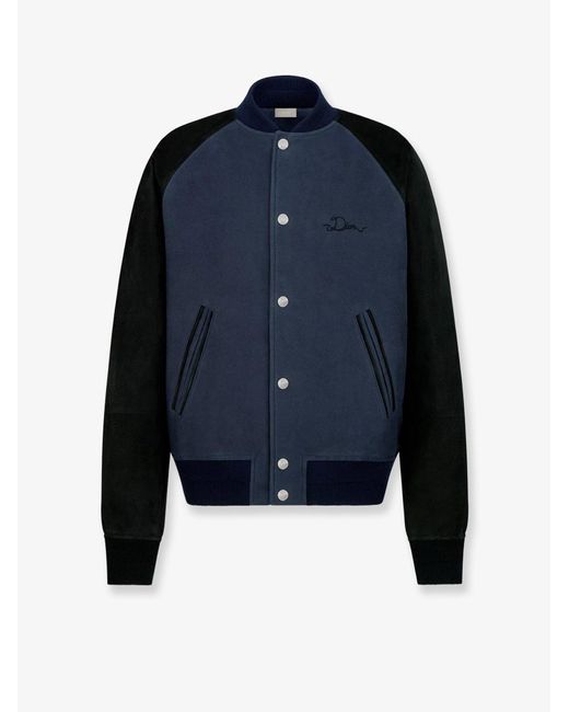 Dior Blue Ribbon College Cotton And Suede Bomber for men