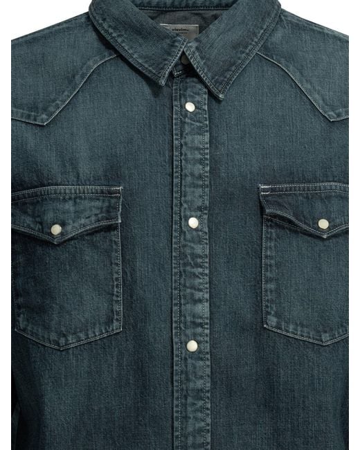 Visvim Blue Social Sculpture Cotton Casual Shirt