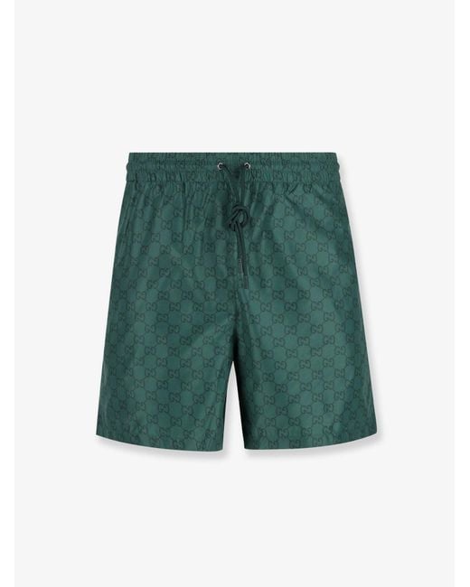 Gucci Green Gg Nylon Swim Trunks for men