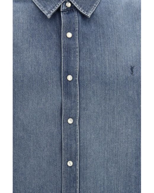 Saint Laurent Blue Denim Shirt for men