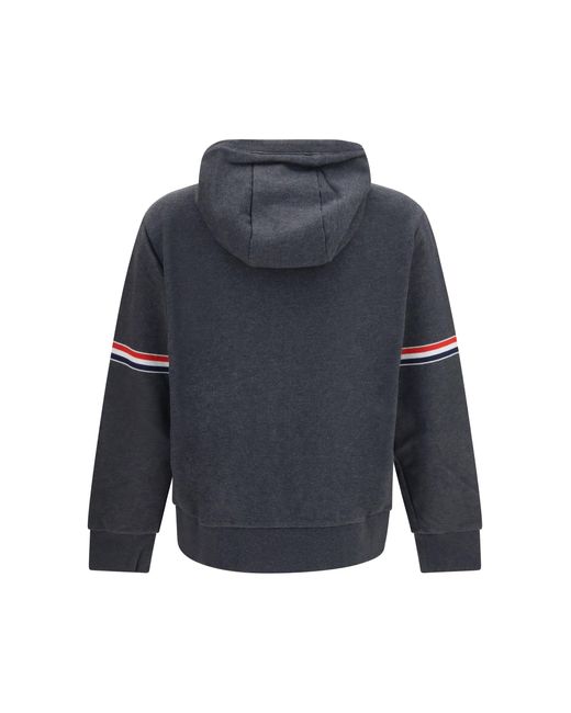 Thom Browne Blue Classic Loopback 4-Bar Zip-Up Hoodie Charcoal for men