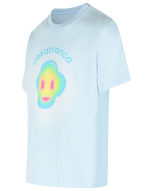 Casablanca Blue 'Airbrush Smiley' Light Cotton T-Shirt for men