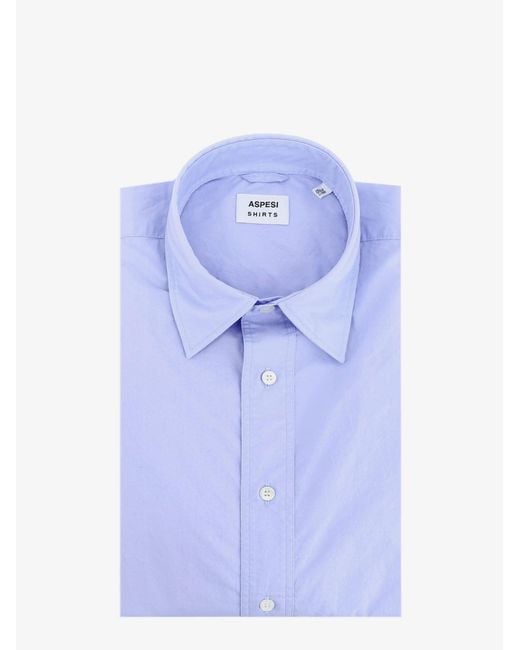 Aspesi Blue Cotton Shirt Fred for men