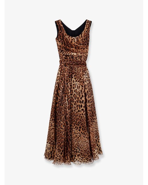 Women's Brown Dolce & Gabbana Long Dress Print
