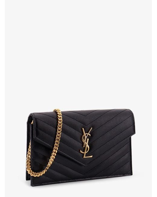 Saint Laurent Black Cassandre Envelope Clutch