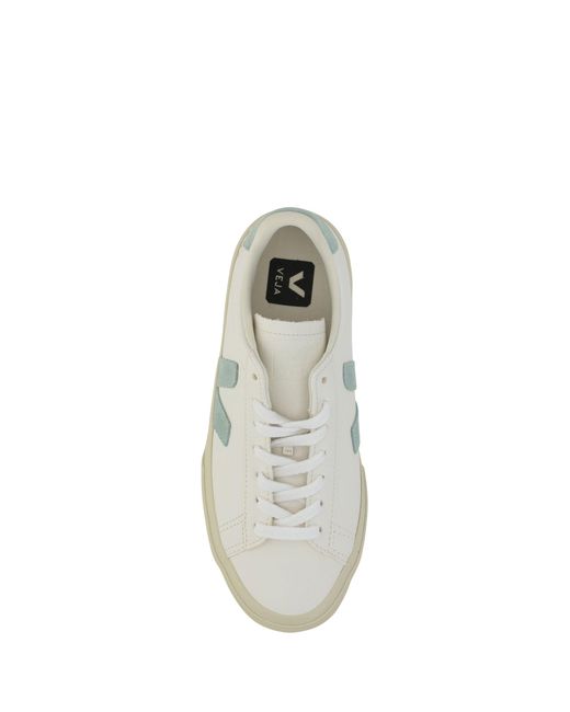 Veja White Campo Chrome Leather Sneakers Extra-/Matcha
