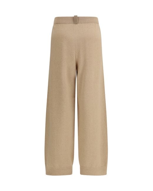 Fabiana Filippi Natural Trousers Jewel Detail