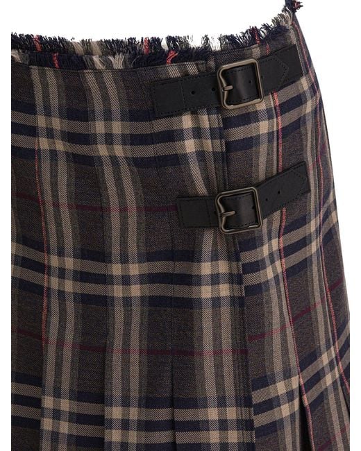 Burberry Black "Check" Wool Mini Kilt