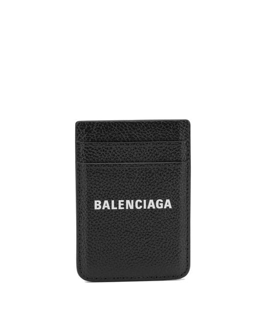 Balenciaga Black "Cash" Magnetic Card Holder for men