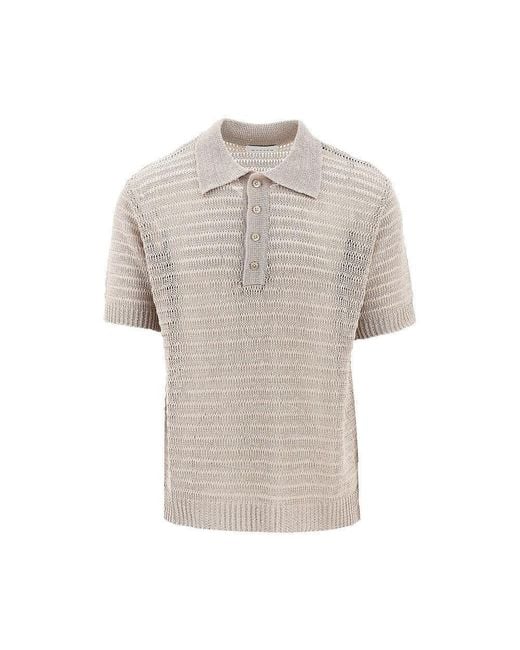 MARSĒM Natural Linen Knitted Polo Shirt for men