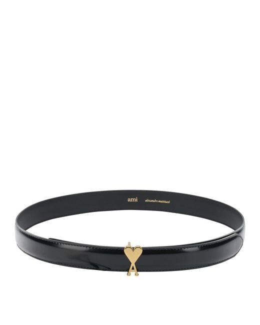 AMI Black Leather Belt With Buckle Ami De Coeur