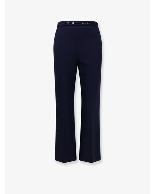 Elisabetta Franchi Blue Monogram Detail Trousers