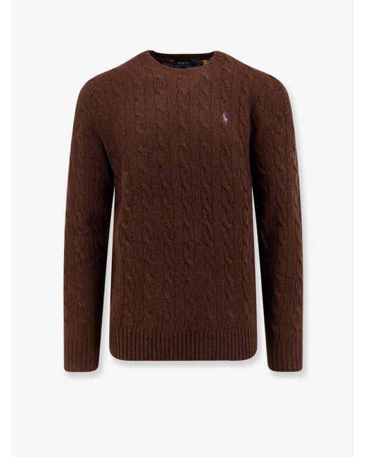Polo Ralph Lauren Brown Wool And Cashmere Cable Knit Sweater for men