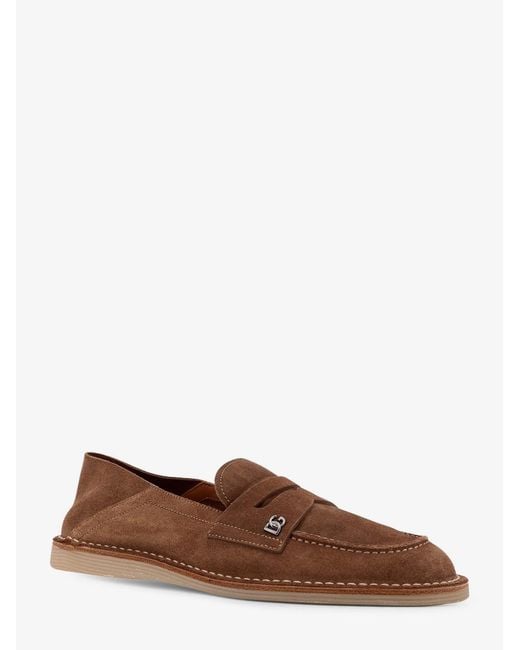 Dolce & Gabbana Brown Suede Slipper Loafers for men