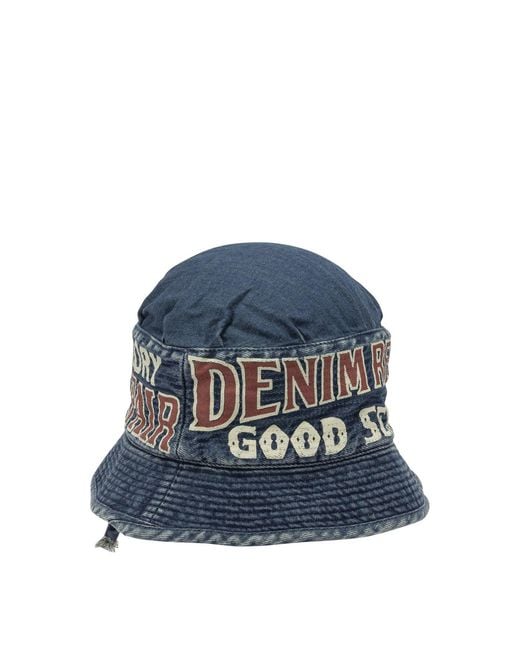 Kapital Blue "Laundry" Bucket Hat for men