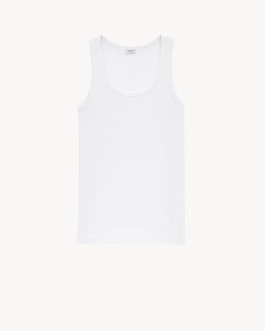 Saint Laurent White Cassandre Tank Top